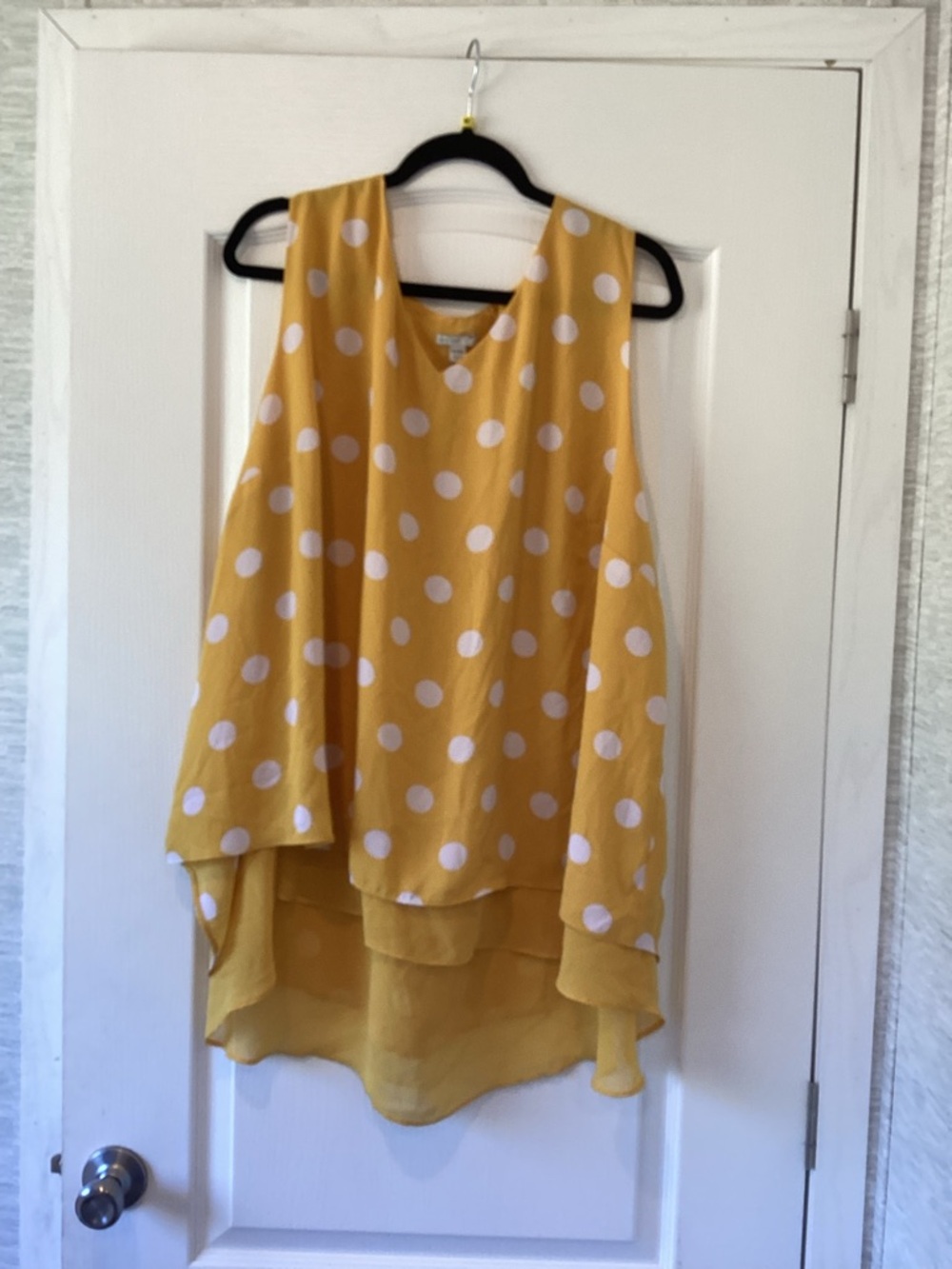 Cato Yellow Polka Dot Sleeveless Layered Blouse 26/28W EUC